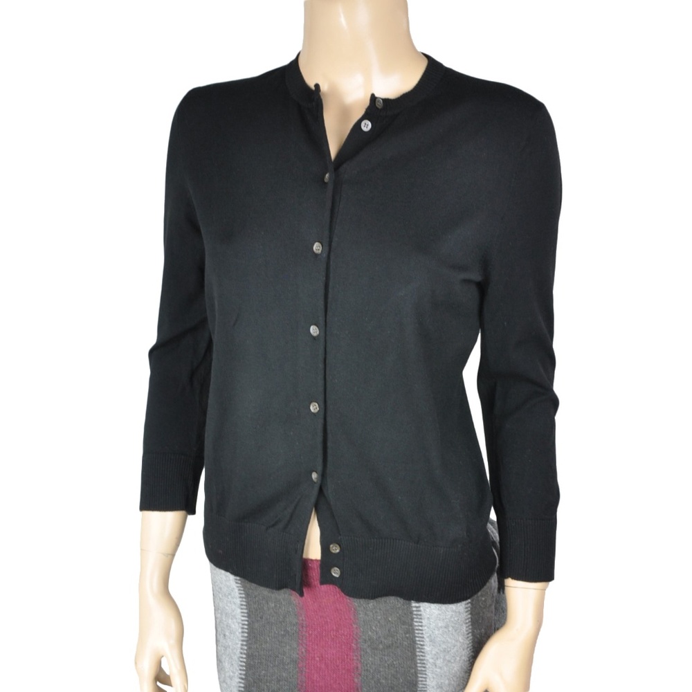J.Crew Black Cotton Stretchy Button Top Shirt - Picture 1 of 2